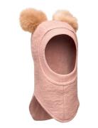 Balaclava W. Alpaca Pompoms Accessories Headwear Balaclava Pink Huttelihut