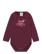 Bloomy Print L/S Body Bodies Long-sleeved Burgundy Müsli By Green Cotton