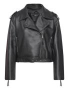 Basic Biker Jacket Læderjakke Skindjakke Black Gina Tricot