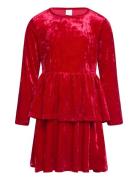 Dress Peplum Crushed Velvet Dresses & Skirts Dresses Partydresses Red Lindex