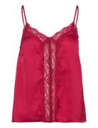 Camisole Lace Satin Top Red Lindex