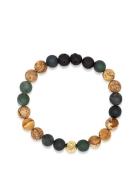 Men's Wristband With Jasper, Lava St , Matte Aquatic Agate Armbånd Smykker Multi/patterned Nialaya