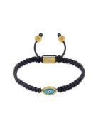 Men's Black String Bracelet With Gold Evil Eye Armbånd Smykker Black Nialaya