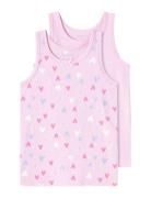 Nmftank Top 2P Pink Hearts Noos Night & Underwear Underwear Tops Pink Name It