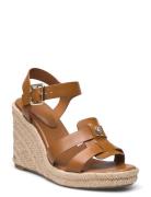 Espadrille High Wedge Leather Espadrillos Med Hæl Sandal Brown Tommy Hilfiger