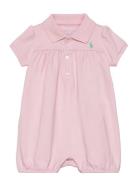 Cotton Interlock Bubble Shortall Bodysuits Short-sleeved Pink Ralph Lauren Baby