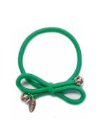 Hair Tie With Gold Bead - Kelly Green Accessories Hair Accessories Scrunchies Green Ia Bon