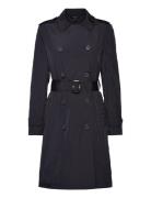 Belted Double-Breasted Trench Coat Trenchcoat Frakke Black Lauren Ralph Lauren