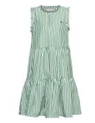 Striped Ruffle Dress Slvss Dresses & Skirts Dresses Casual Dresses Sleeveless Casual Dresses Green Tommy Hilfiger