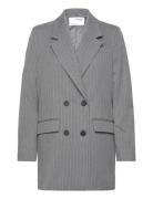 Slfmyla Ls Relax Blazer Mgm Stripe Noos Blazers Double Breasted Blazers Grey Selected Femme