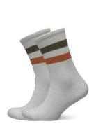 Woods Rib Stripe Socks - 2-Pack Underwear Socks Regular Socks White Les Deux