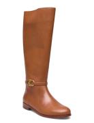 Bridgette Burnished Leather Tall Boot Lange Støvler Brown Lauren Ralph Lauren