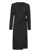 Onlmerle L/S Wrap Midi Dress Jrs Knælang Kjole Black ONLY