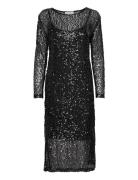 Mera Glitter Midi Dress Knælang Kjole Black Minus