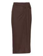 Buckle-Trim Stretch Jersey Pencil Skirt Pencilnederdel Nederdel Brown Lauren Ralph Lauren