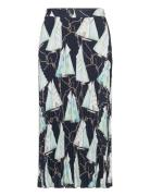 Saling Print Pleated Skirt Lang Nederdel Blue GANT