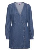 Tjw Chambray Wrap Dress Dresses Wrap Dresses Blue Tommy Jeans