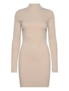 Iconic Rib Mini Knit Dress Ls Dresses Knitted Dresses Beige Calvin Klein