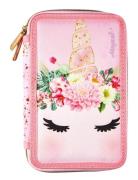 Unicorn Flowers Pencil Case Double - Filled Accessories Bags Pencil Cases Pink Einhorn