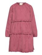 Dress Embroidery Dresses & Skirts Dresses Casual Dresses Long-sleeved Casual Dresses Pink En Fant