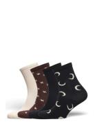 Sock 4 P Stars And Moon Lurex Lingerie Socks Regular Socks Black Lindex