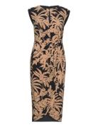 Palm Frond-Print Jersey Tie-Front Dress Knælang Kjole Black Lauren Ralph Lauren