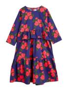 Roses Aop Woven Frill Dress Dresses & Skirts Dresses Casual Dresses Long-sleeved Casual Dresses Blue Mini Rodini