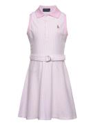 Belted Striped Knit Oxford Polo Dress Dresses & Skirts Dresses Casual Dresses Sleeveless Casual Dresses Pink Ralph Lauren Kids