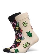 2-Pack Peace Socks Gift Set Lingerie Socks Regular Socks Beige Happy Socks