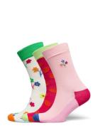 3-Pack Flower Socks Gift Set Lingerie Socks Regular Socks Pink Happy Socks