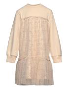 Dress Ls W. Gold Tulle Dresses & Skirts Dresses Casual Dresses Long-sleeved Casual Dresses Gold Huttelihut