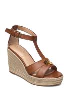 Burnished Calf-Hale-Es-Csl Espadrillos Med Hæl Sandal Brown Lauren Ralph Lauren