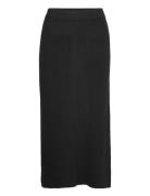 Rib A-Line Skirt Knælang Nederdel Black Davida Cashmere