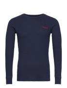 Waffle-Knit Crewneck Sleep Shirt Underwear Night & Loungewear Pyjama Tops Navy Polo Ralph Lauren Underwear