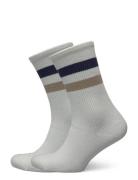 Woods Rib Stripe Socks - 2-Pack Underwear Socks Regular Socks White Les Deux