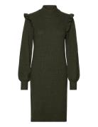 Objmalena L/S Ruffle Knit Dress Dresses Knitted Dresses Green Object