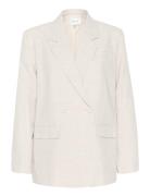 Lizagz Linen Blazer Noos Blazers Double Breasted Blazers Cream Gestuz