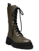 Ride Semy-Shiny Calfskin Shoes Boots Ankle Boots Laced Boots Khaki Green Zadig & Voltaire
