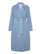 Vici Doublebreasted L/S Denim Trenchcoat Trenchcoat Frakke Blue Vila