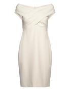 Crepe Off-The-Shoulder Cocktail Dress Kort Kjole Cream Lauren Ralph Lauren