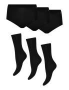 3-Pack Women Bamboo Maxi Brief + 3 -Pack Basic Socks Lingerie Socks Regular Socks Black URBAN QUEST