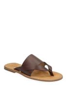 Eugene Brown Leather Sandals Flade Sandaler Brown ALOHAS