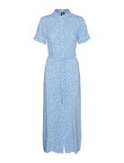 Vmeasy Joy S/S Long Shirt Dress Wvn Ga Maxikjole Festkjole Blue Vero Moda