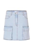 Slfhazel Mw Light Ice Blue Denim Skirt Kort Nederdel Blue Selected Femme