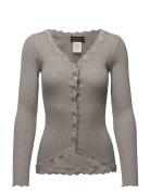 Rwbabette Ls V-Neck Regular Lace Ca Tops Knitwear Cardigans Grey Rosemunde