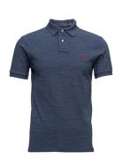 Slim Fit Mesh Polo Shirt Tops Polos Short-sleeved Blue Polo Ralph Lauren
