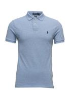Slim Fit Mesh Polo Shirt Tops Polos Short-sleeved Blue Polo Ralph Lauren