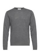 Cfkent Merino Crew Neck Knit Tops Knitwear Round Necks Grey Casual Friday