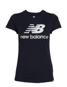 Essentials Stacked Logo Tee Sport T-shirts & Tops Short-sleeved Blue New Balance