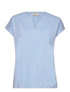 Fqviva-V-Ss-Pocket-Basic Tops T-shirts & Tops Short-sleeved Blue FREE/QUENT